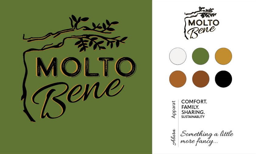 Molto Bene Mini Style Guide Tree illustration over typography