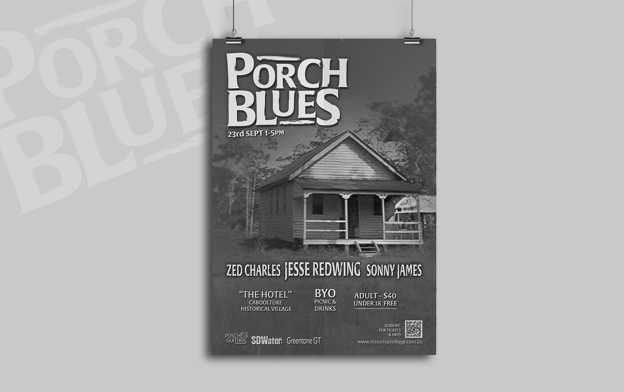 Porch blues poster in colour