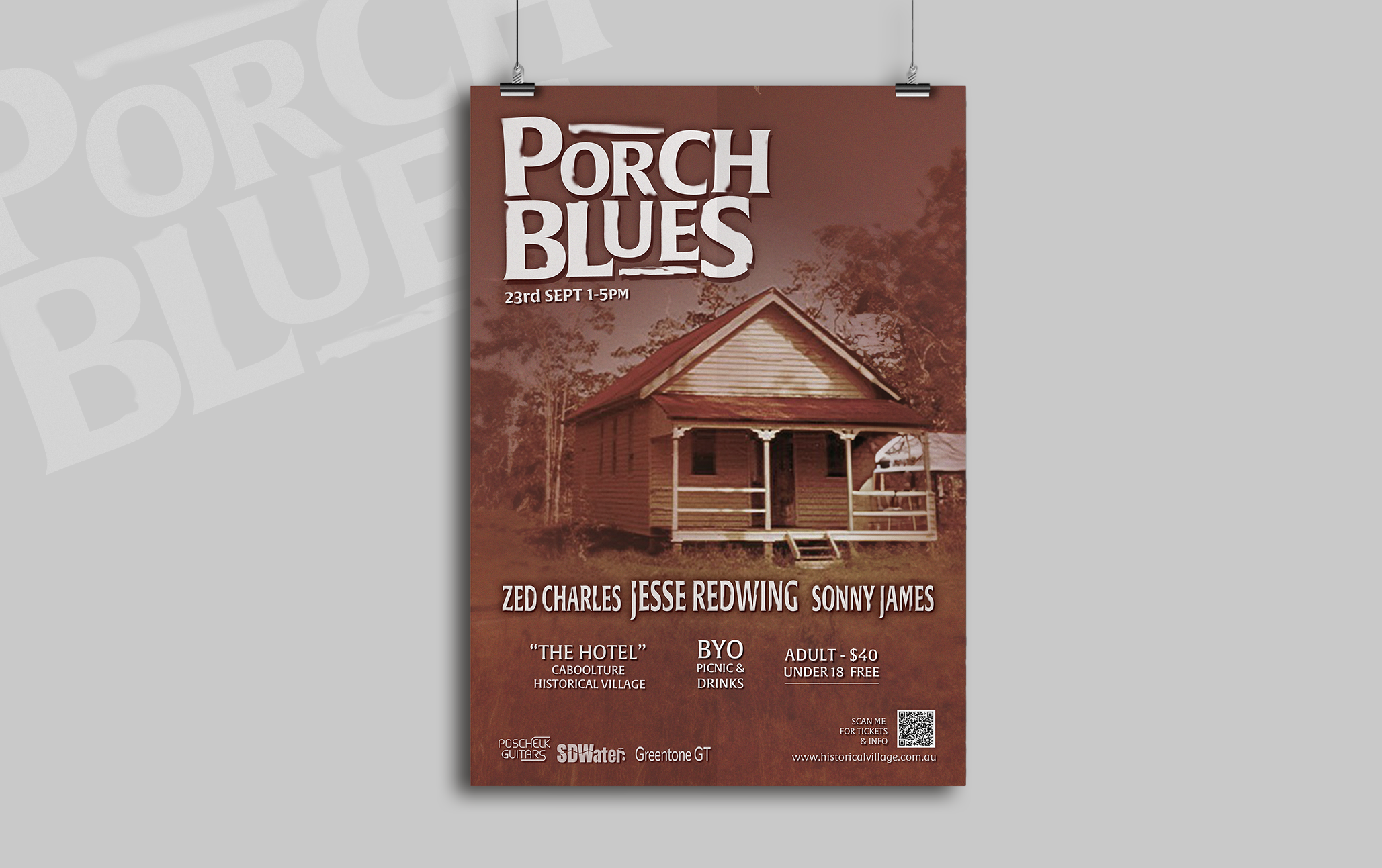 Porch blues poster in colour